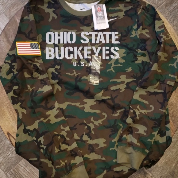 NWT Nike Dri Fit Ohio State Buckeyes Camo Long Sleeve Shirt - Men's - Picture 7 of 12